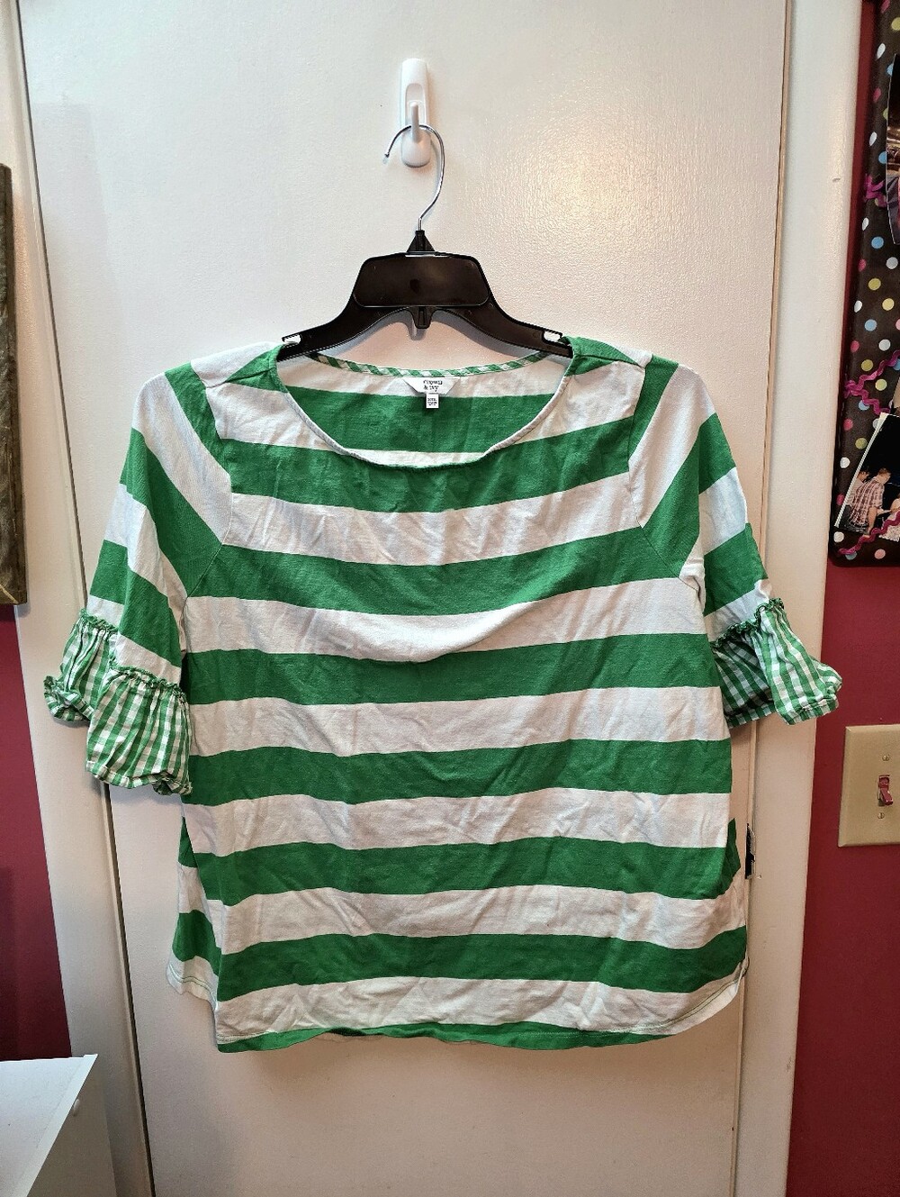 Crown & Ivy Women's Short Sleeved Striped Top Size XXL